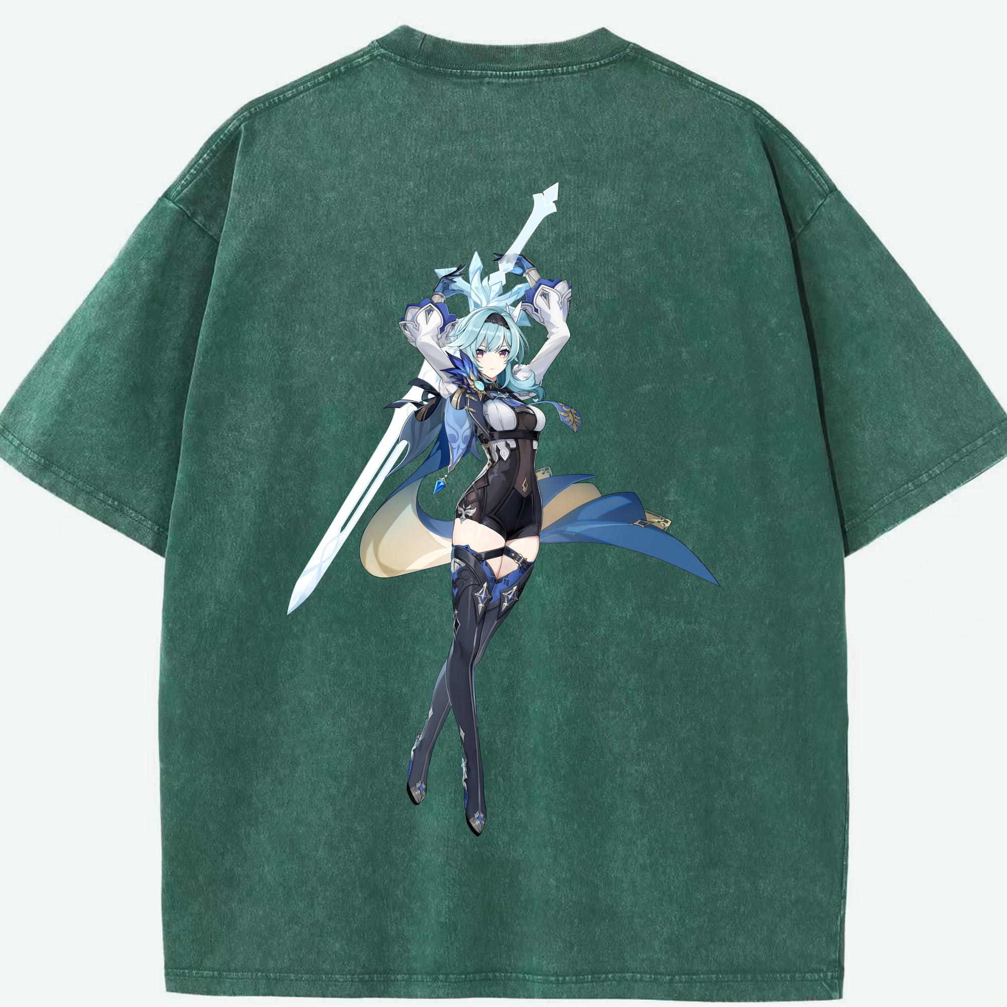 げんし神 优菈 ゆうら genshin Yūra 綿100% ヴィンテージ風 半袖Tシャツ（背面プリント）